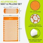 ProsourceFit Acupressure Mat and Pillow Set for Back/Neck Pain Relief and Muscle Relaxation, Orange - Image 3