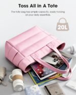 Tote Bag for Women, Puffy Tote Bag with Zipper, Large Quilted Shoulder Bag Handbag with Compartments - Image 6