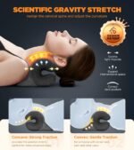 3s Heated Neck Stretcher for Pain Relief, Graphene Heating Pad, Odorless Neck Cloud Cervical Traction Device Chiropractic Pillow for Shoulder, Christmas Gifts for Women, Men, Mom, Dad (Gray) - Image 5