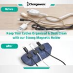 CHARGEWORX Magnetic Cable Organizer – Weighted Non-Adhesive Cord Holder with 3 Magnetic Clips for USB-C, Lightning & MagSafe Cables – Desk, Office & Nightstand Cable Management - Image 3