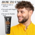 Curl Cream for Men, 5oz | Defines Curls, Controls Frizz & Hydrates with Medium Hold | Sulfate-Free, Organic & Natural Ingredients | Lightweight, Non-Greasy Styling Cream for Wavy & Curly Hair - Image 10