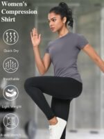 5-Pack Women's Compression Shirts Short Sleeve Workout Tops Athletic Baselayer Quick Dry Gym Yoga Running T-Shirt - Image 5