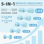 13.2LB Adjustable Dumbbell Set, 5 Levels Weights Dumbbell Set with Each 2.2lb/3.3lb/4.4lb/5.5lb/6.6lb, Hand Weights for Women/Men Home Office Gym Full-Body Workout - Image 3