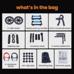 Push-up board, home gym, portable fitness equipment, Pilates bar, and 20 fitness accessories, including resistance bands and an ab wheel, for full-body workouts at home - Image 6