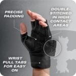 Harbinger Pro Wristwrap Gloves 3.0 - Enhanced Grip, Superior Wrist Support, Breathable 4-Way Stretch Lycra, Durable Leather Palm, Half-Finger Design for Weightlifting, Fitness Training, Women's - Image 9