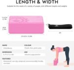 Overmont Yoga Block 2 Pack Supportive Latex-Free EVA Foam Soft Non-Slip Surface for General Fitness Pilates Stretching and Meditation 9"x6"x3" Yoga Strap Included (Pink) - Image 3