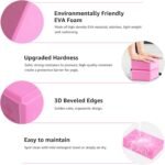 Overmont Yoga Block 2 Pack Supportive Latex-Free EVA Foam Soft Non-Slip Surface for General Fitness Pilates Stretching and Meditation 9"x6"x3" Yoga Strap Included (Pink) - Image 4