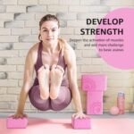 Overmont Yoga Block 2 Pack Supportive Latex-Free EVA Foam Soft Non-Slip Surface for General Fitness Pilates Stretching and Meditation 9"x6"x3" Yoga Strap Included (Pink) - Image 6