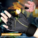 ihuan Breathable Weight Lifting Workout Gym Gloves: Fingerless Exercise Wrist Support | Enhance Palm Protection | Extra Grip for Fitness |Training | Rowing | Pull-ups - Image 8