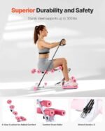 VEVOR Deep Squat Machine, Adjustable Glutes Trainer Machine with 3 High-Strength Resistance Bands, Folding Core Leg & Glutes Exercise Trainer, Push Up Workout Equipment at Home Gym, Pink + White - Image 4