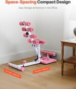 VEVOR Deep Squat Machine, Adjustable Glutes Trainer Machine with 3 High-Strength Resistance Bands, Folding Core Leg & Glutes Exercise Trainer, Push Up Workout Equipment at Home Gym, Pink + White - Image 7