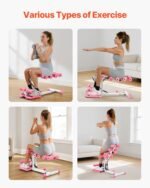 VEVOR Deep Squat Machine, Adjustable Glutes Trainer Machine with 3 High-Strength Resistance Bands, Folding Core Leg & Glutes Exercise Trainer, Push Up Workout Equipment at Home Gym, Pink + White - Image 8
