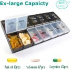 Mossime XL Large Daily Pill Organizer 2 Times a Day, Extra 7 Day Pill Box Am Pm, Weekly Day Night Vitamin Holder, Medicine Organizer, Big Pill Container, Medication Dispenser 14 Compartments - Image 3