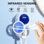 Bitvae Tooth Brush Holder for Bathroom, Infrared Sensing Toothbrush Cleaner, Wall-Mounted for Most Size Toothbrushes, Air Drying, LED Smart Screen, White Gold Trim - Image 3