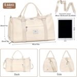 FIORETTO Womens Gym Tote Duffle Bag with Wet Pocket & Shoe Compartment, Sports Duffel Overnight Weekender Hospital Workout Carry on Bag for Girls, Ideal for Travel, Swimming, Dance, Ballet Beige - Image 4