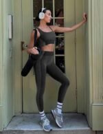 OLCHEE Womens Workout Sets 2 Piece Seamless Square Neck Sports Bra Padded Butt Lifting Leggings High Waist Yoga Gym Outfits - Image 5