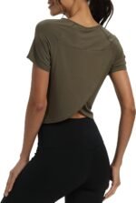 Mippo Workout Tops for Women Cropped Split Back Athletic Gym Exercise Shirts Loose Fit - Image 4