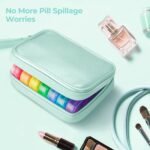 Cute Pill Organizer 3 Times a Day, Large Daily Pill Case for Women, Portable Pill Box 7 Day for Purse with Bag & Zipper to Hold Vitamins, Medications, Fish Oils, Supplements (Cyan Blue) - Image 3