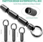 TISUR Keychain Pill Holder, Titanium Pill Case Small Pill Organizer Waterproof Pill Box, EDC Portable Pill Container Metal Tube for Travel Purse Outdoor - Image 3