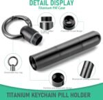 TISUR Keychain Pill Holder, Titanium Pill Case Small Pill Organizer Waterproof Pill Box, EDC Portable Pill Container Metal Tube for Travel Purse Outdoor - Image 5