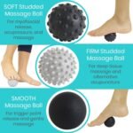 Vive Massage Ball Set (4 Piece) - Plantar Fasciitis Relief Foot Pain Hot Cold Therapy - Heel Spur, Sore Muscle, Trigger Point, Back, Arm, Neck, Shoulder, Leg Circulation Roller - Image 3
