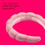 Conair Spa Makeup and Face Washing Headband, Pink Bubble Design, 1 Count, Ultra-Absorbent Microfiber Headband for Washing Face, Soft Terry Cloth, No-Squeeze, No-Pull Band Gentle on Hair and Head - Image 4