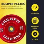 HulkFit 2-inch Sport Series Olympic Weight Plates Bumper Plates for Barbell Weightlifting Strength Training with Shock Absorbing Low Bounce Technology - Black & Multicolor - Image 3