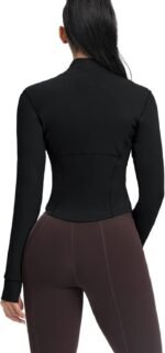 AVGO Women's Cropped Running Workout Jackets Zip Slim Fit Athletic Tops with Thumb Holes - Image 4