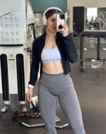 AVGO Women's Cropped Running Workout Jackets Zip Slim Fit Athletic Tops with Thumb Holes - Image 6