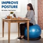 ProBody Pilates Yoga Ball Chair, Exercise Ball Chair with Base or Stand for Home Office Desk Sitting or Workout, 65cm Antiburst Balance & Stability Ball Seat, Large Gym Ball for Back, Abs - Image 3