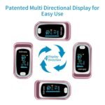 Fingertip Pulse Oximeter, OLED color large screen heart rate monitor for any age, comes with carrying case and lanyard. [Rose Gold] - Image 5