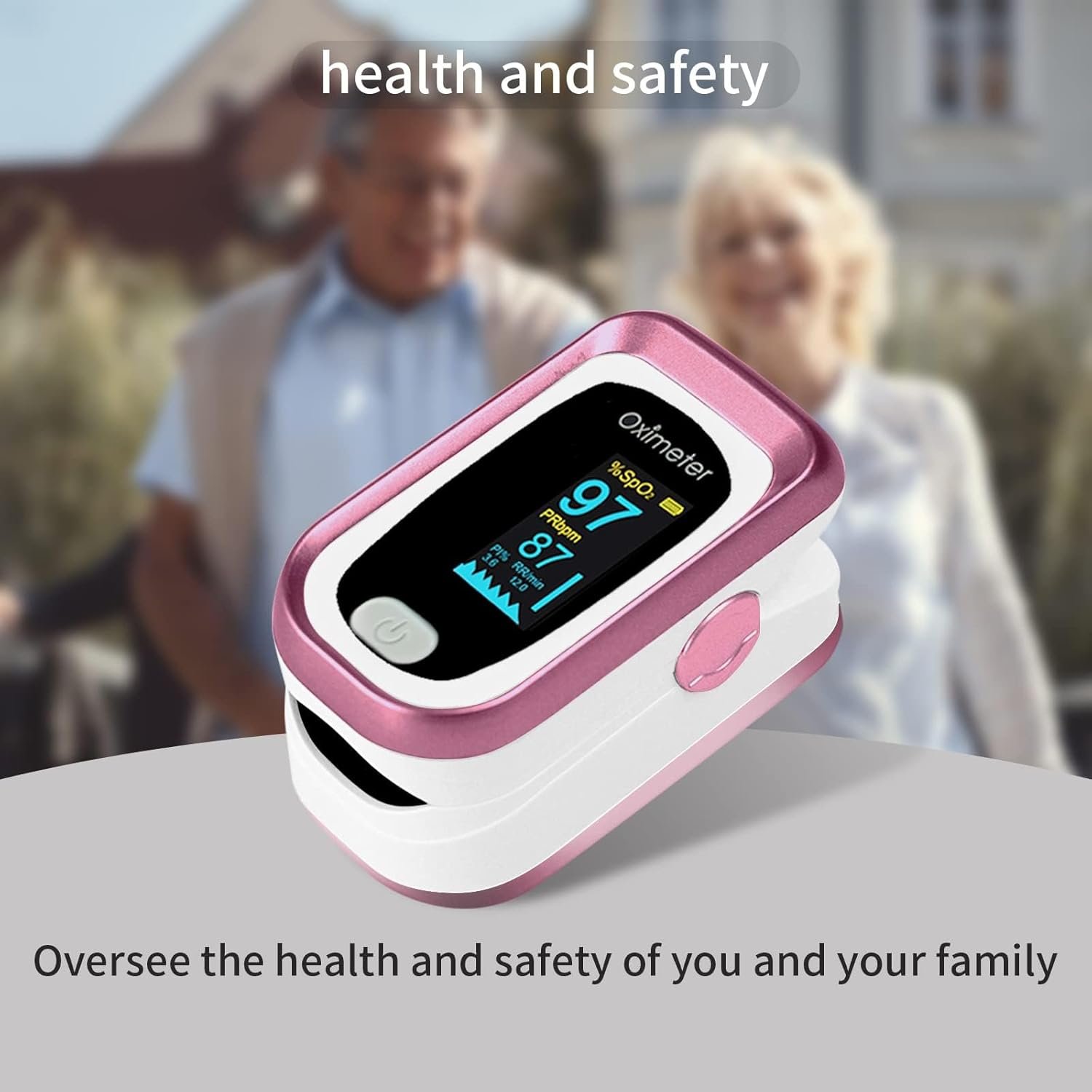 Fingertip Pulse Oximeter, OLED color large screen heart rate monitor for any age, comes with carrying case and lanyard. [Rose Gold] - Image 5