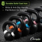 Champion Sports Rhino Fitness Iron Kettlebells - Full Body Powder Coated - Textured for Improved Grip - Color Coded Handles - Image 4