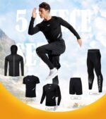 BOOMCOOL 5PCS Workout Sets incluir Compression Shirt Pants Hoodie Jacket for Men outdoor sports running indoor fitness - Image 7