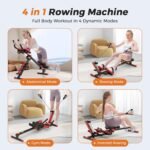 Rowing Machines for Home, 4 in 1 Rowing and Ab Machine with 2 Levels of Workout Resistance, Quiet & Foldable Row Machine with 3 Adjustable Handle Heights & LCD Monitor, Rower Machine for Home - Image 3