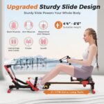 Rowing Machines for Home, 4 in 1 Rowing and Ab Machine with 2 Levels of Workout Resistance, Quiet & Foldable Row Machine with 3 Adjustable Handle Heights & LCD Monitor, Rower Machine for Home - Image 4