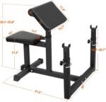 HSM Preacher Curl Weight Bench Max load 450lbs Strength Training Seated Arm Isolated Barbell Dumbbell Biceps Station Home Gym - Image 3