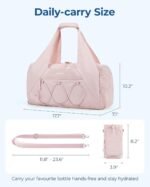 BAGSMART Gym Bag for Women, Lightweight Duffel with Shoe Compartment, Tote Bag with Wet Pocket for Yoga Travel, Pink - Image 5