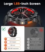 LIGE Smart Watch with Make/Answer Call,1.85" HD Screen Smart Watches with 730mAh Battery/Flashlight//120 Sports Mode Fitness Tracker/Sleep Monitoring/Heart Rate Monitoring, iOS Android Military Watch - Image 4