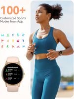 AGPTEK Smart Watch for Women, 5ATM Waterproof Smartwatch for Android and iOS Phones, Fitness Tracker Watch with 100+ Sports Modes, Heart Rate Monitor Pedometer Sleep Monitor, Pink - Image 6
