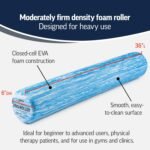 OPTP PRO-ROLLER Standard Density Foam Roller - Durable Roller for Back Massage, Deep Tissue Foam Roller Exercises, Stretching, Fitness, Yoga and Pilates - 36 Inches by 6 Inches, Blue - Image 4