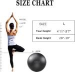 Yoga Ball, Exercise Ball for Pilates Stability, Anti-Burst and Slip Resistant for Physical Therapy, Birthing, Stretching & Core Workout, Flexible Seating, Home Gym, with Pump - Image 5