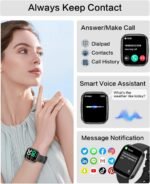 Smart Watches for Men/Women, 1.75" Bluetooth Call, AI Voice Smartwatch, 24/7 Heart Rate Monitor, Blood Pressure/SpO2/Sleep Tracker, IP68 Waterproof, 100+ Sports Fitness Tracker for Android iOS Black - Image 3