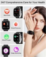 Smart Watches for Men/Women, 1.75" Bluetooth Call, AI Voice Smartwatch, 24/7 Heart Rate Monitor, Blood Pressure/SpO2/Sleep Tracker, IP68 Waterproof, 100+ Sports Fitness Tracker for Android iOS Black - Image 4