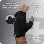Power Gloves 3.0 - Durable Half Finger Weightlifting Gloves with Adjustable Wrist Closure, Breathable Leather Palm, Men's - Image 5