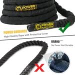 POWER GUIDANCE Battle Rope, 1.5/2 Inch Diameter Poly Dacron 30, 40, 50Ft Length Exercise Equipment for Home Gym & Outdoor Workout, Battle Rope Anchor Included… - Image 3