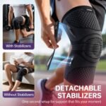 CAMBIVO Innovative Knee Brace with Detachable Side Stabilizers for Flexible Knee Support, Knee Compression Sleeve with Red Dot Awarded Design for Running, Workouts, and Daily Wear (Black, M) - Image 3