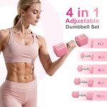 20LBS Adjustable Dumbbells Set, 4 in 1 Free Weights Dumbbells Set, 4lb 6lb 8lb 10lb with Metal Non Slip Handle, Quick Change Women/Men Dumbbell Set for Home Gym Exercise Training - Image 4