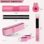 RitFit 7 Pcs Barbell Squat Pad Set, with Resistance Band, 2 Safety Straps, 2 Gym Ankle Straps & Carry Bag, Upgraded Neck & Shoulder Protective Pad Support for Squats, Lunges & Hip Thrust (Pink/Black) - Image 3