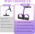 Pedal Resistance Bands with Handles, Upgrade 6-Tubes Manual Tension Training Pedal, Natural Rubber Foot Pedal Resistance Bands, Multifunction Fitness Bands for Abdomen, Waist, Arm, Leg - Image 3